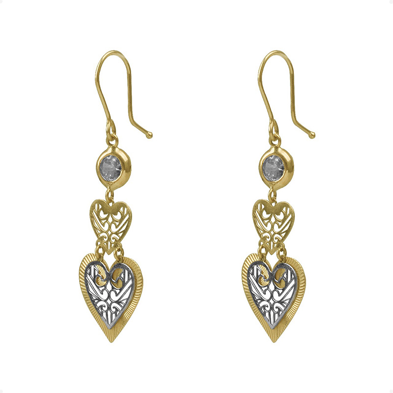 Aretes Corazón  VAROURO Oro Sólido De 10k + Estuche De Regalo