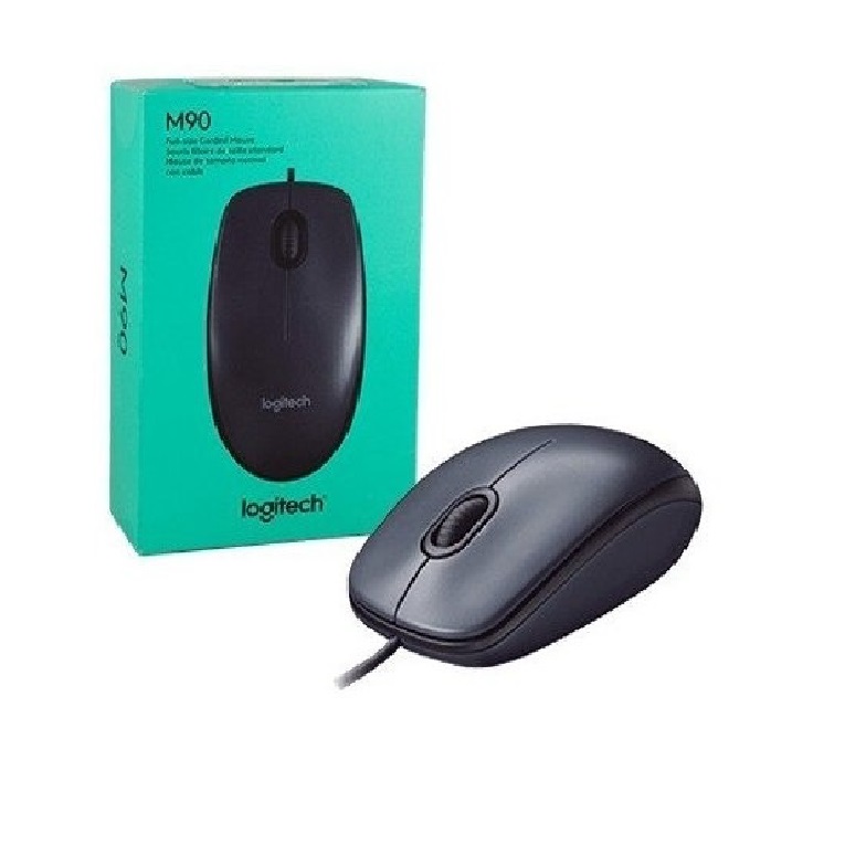 MOUSE LOGITECH M90 NEGRO OPTICO ALAMBRICO USB PC MAC LAP CABLE CASA OFICINA PUNTO DE VENTA SCROLL