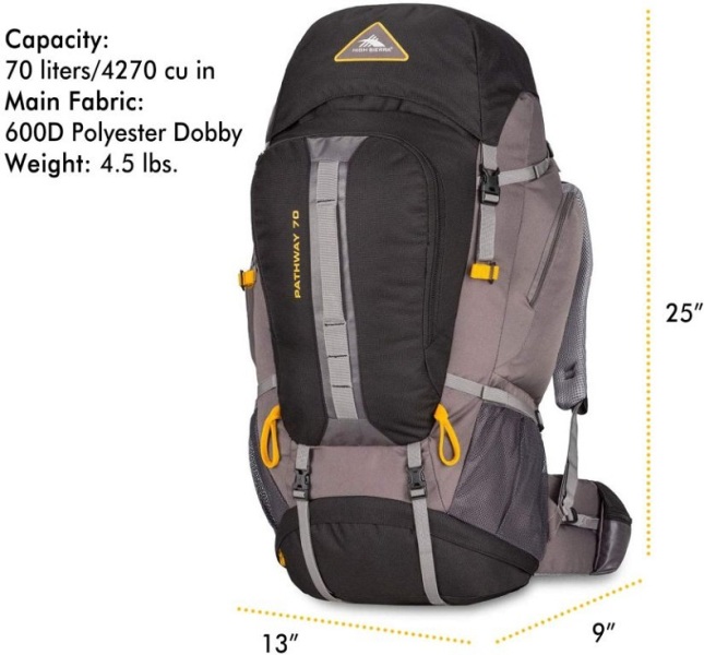 Mochila Camping High Pathway 70 L Negro Marca High Sierra