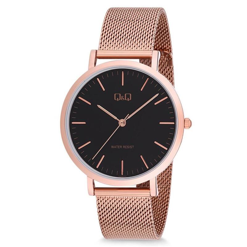 Reloj Q&Q Rosa Rose Gold Dama Mujer Black Tone Grande