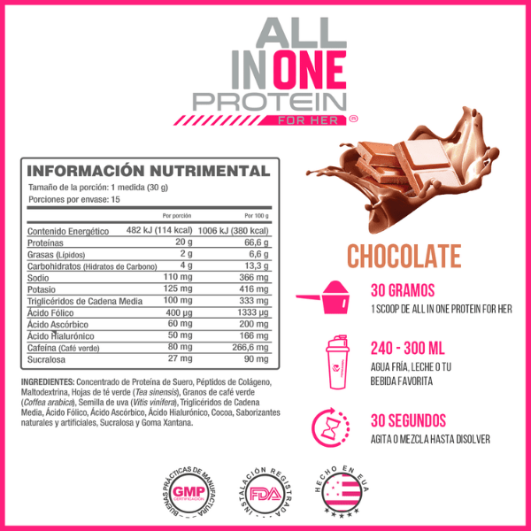 Proteína para Mujer All in One Protein For Her Forzagen 1lb Colágeno y Vitaminas Chocolate