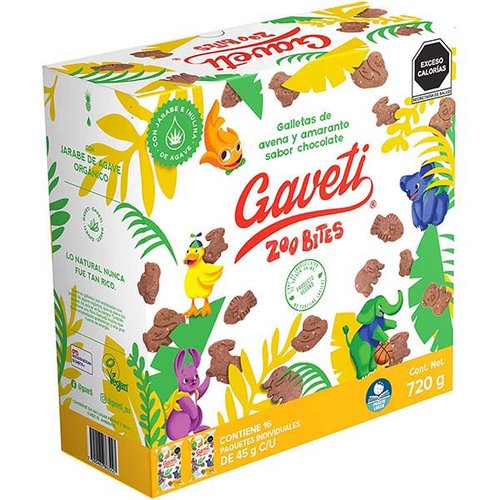 Galleta Gaveti Zoo Bites de Avena y Amaranto sabor Chocolate 720g