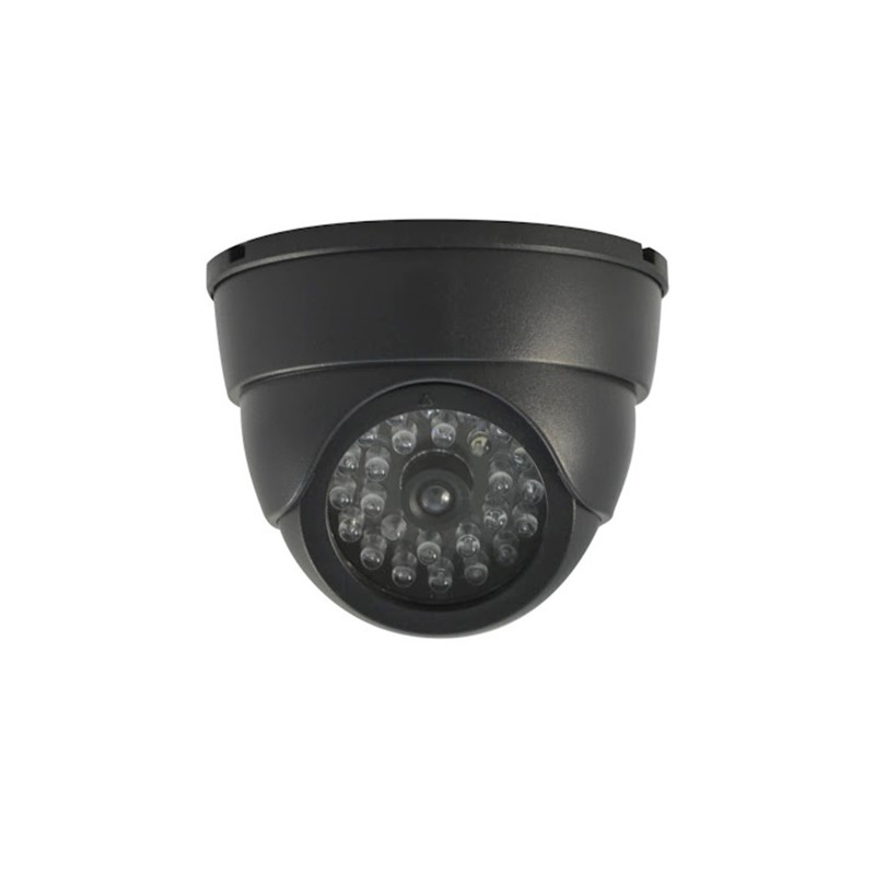 Camara Falsa Seguridad Domo Negro Led Fácil Instalación