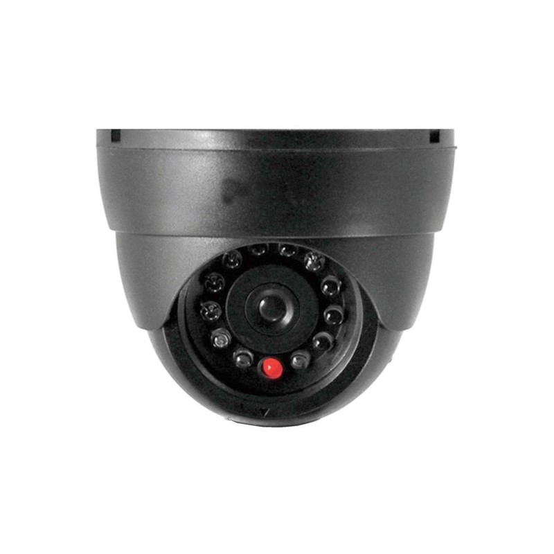 Camara Falsa Seguridad Domo Negro Led Fácil Instalación