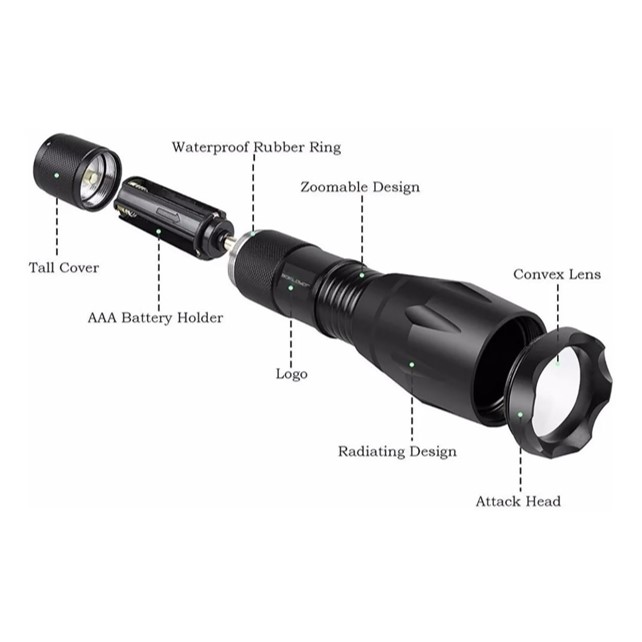 Lampara Táctica De Mano 3000 Lumen Cree Led T6 Recargable LJX