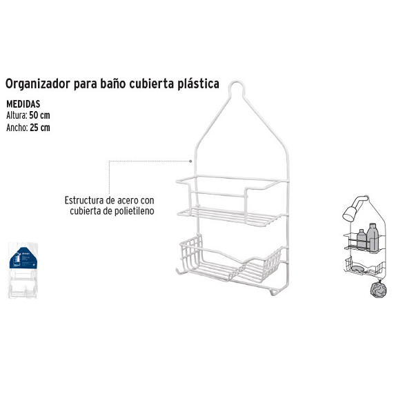 CANASTILLA ORGANIZADOR DOBLE PARA BAÑO REGADERA 20 X 25 CM DE PLASTICO 