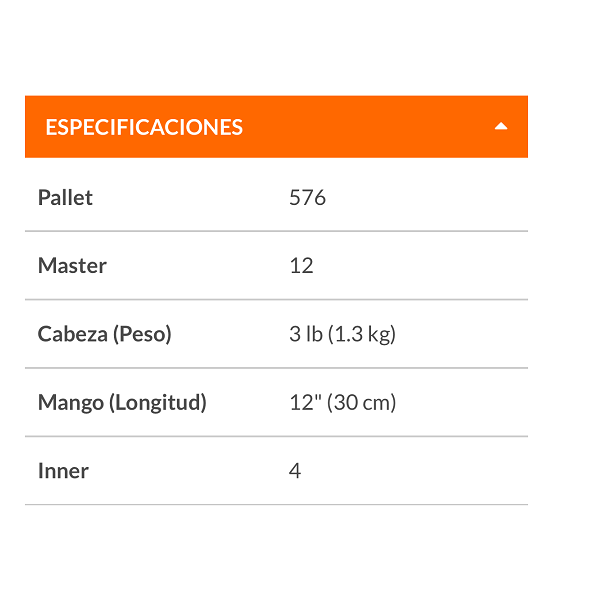 MARRO MAZO 3 LB 12" MANGO DE MADERA PARA ALBAÑILERIA HERRERIA MULTI USOS TRUPER