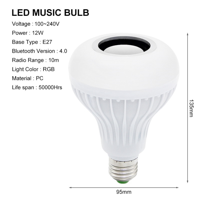 Foco Led Rgb Con Bocina Bluetooth Y Control Remoto