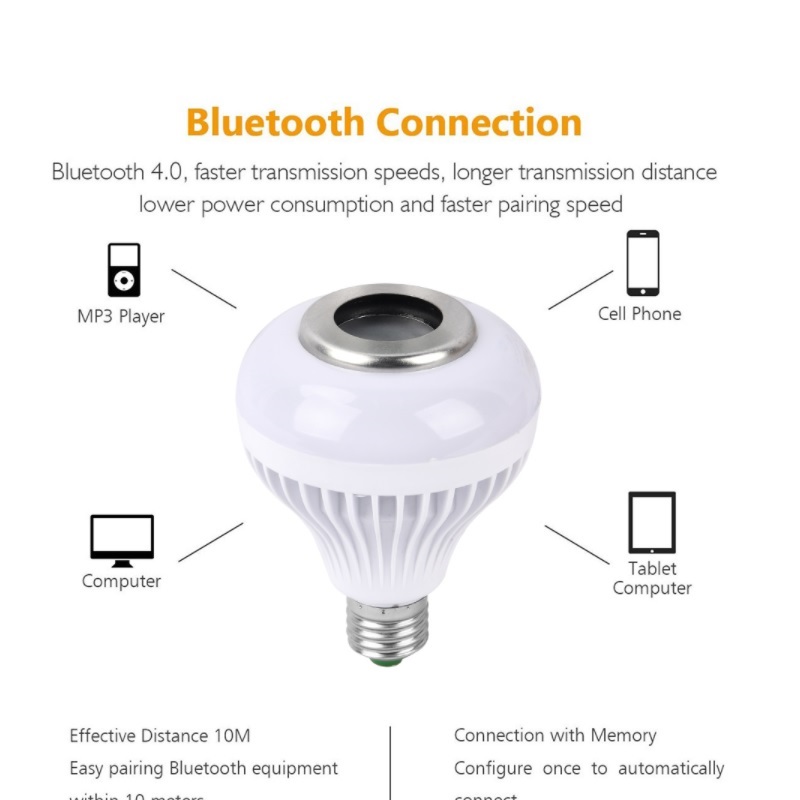 Foco Led Rgb Con Bocina Bluetooth Y Control Remoto
