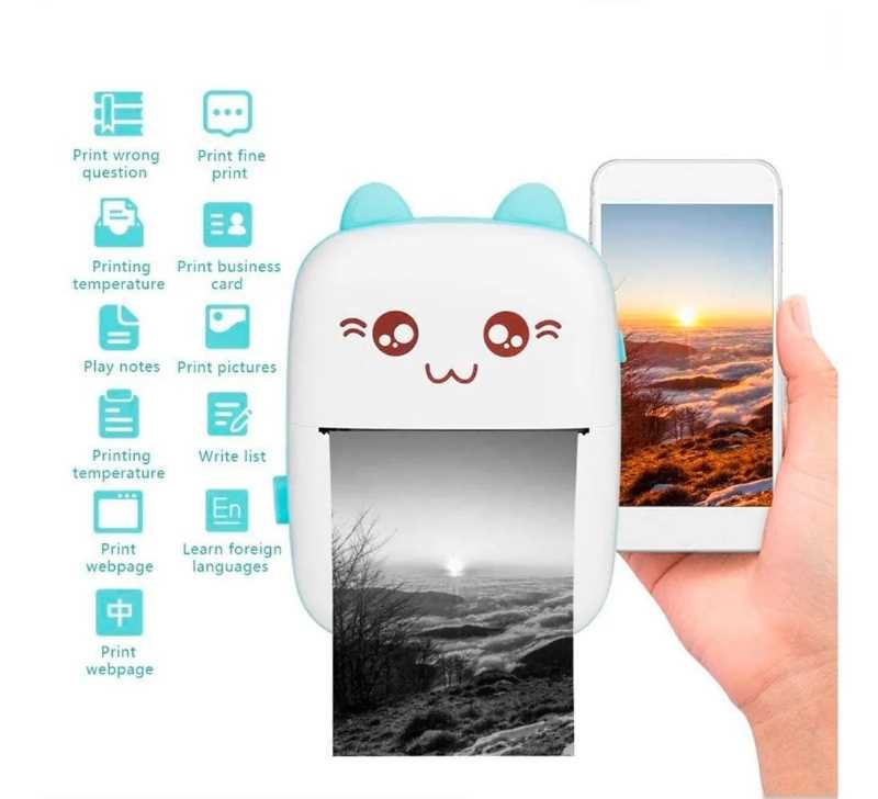 Mini Impresora Térmica Portátil via bluetooth imprime Inalámbricamente 200dpi ideal para smartphone