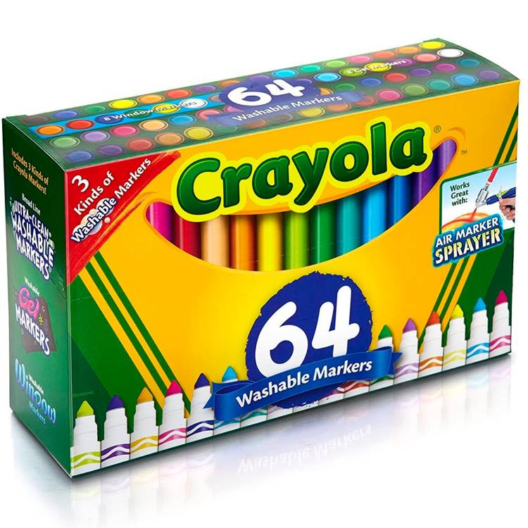 64 Plumones Gruesos Lavables - Plumones Crayola 64