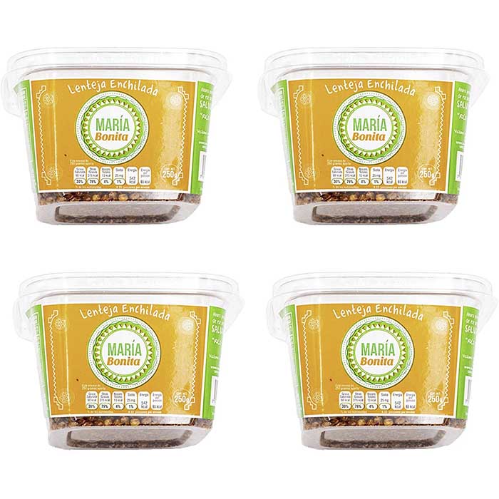 Botana de Lenteja Enchilada (Legumbre deshidratada) paquete con 4 piezas de 250 gramos
