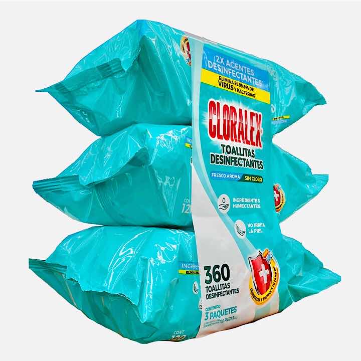 Toallitas Desinfectantes Cloralex 3 Pack (360 Toallitas)