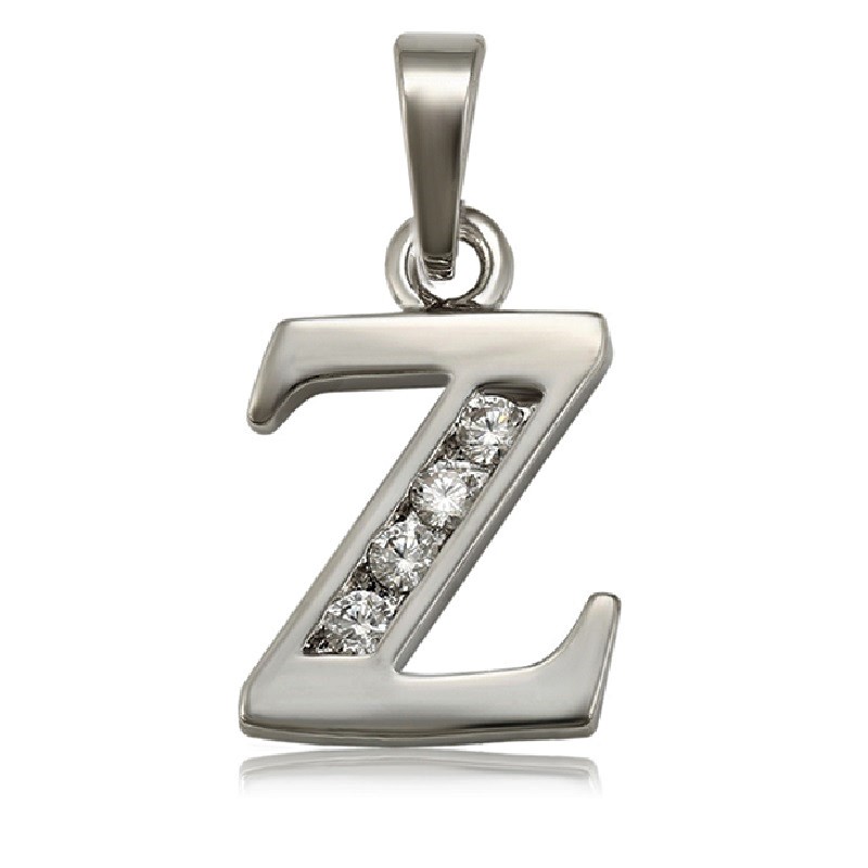 Dije Letra Z Baño de Rodio INCLUYE Cadena y Caja Para Regalo Farcelli Jewelry