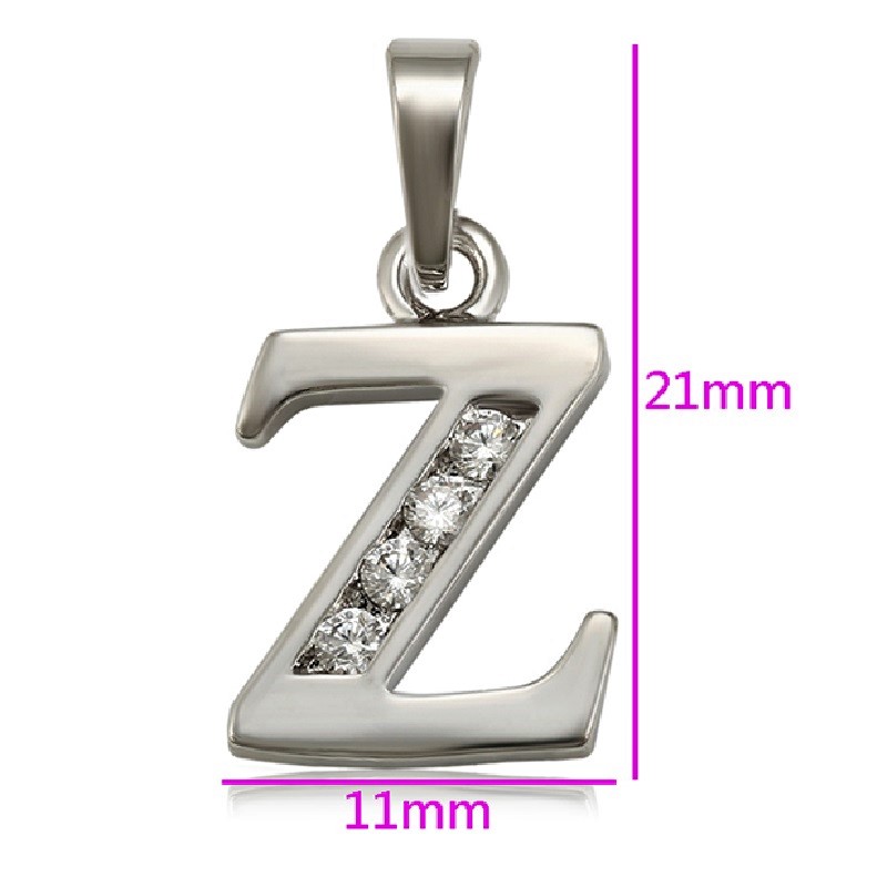 Dije Letra Z Baño de Rodio INCLUYE Cadena y Caja Para Regalo Farcelli Jewelry