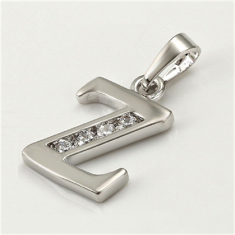 Dije Letra Z Baño de Rodio INCLUYE Cadena y Caja Para Regalo Farcelli Jewelry