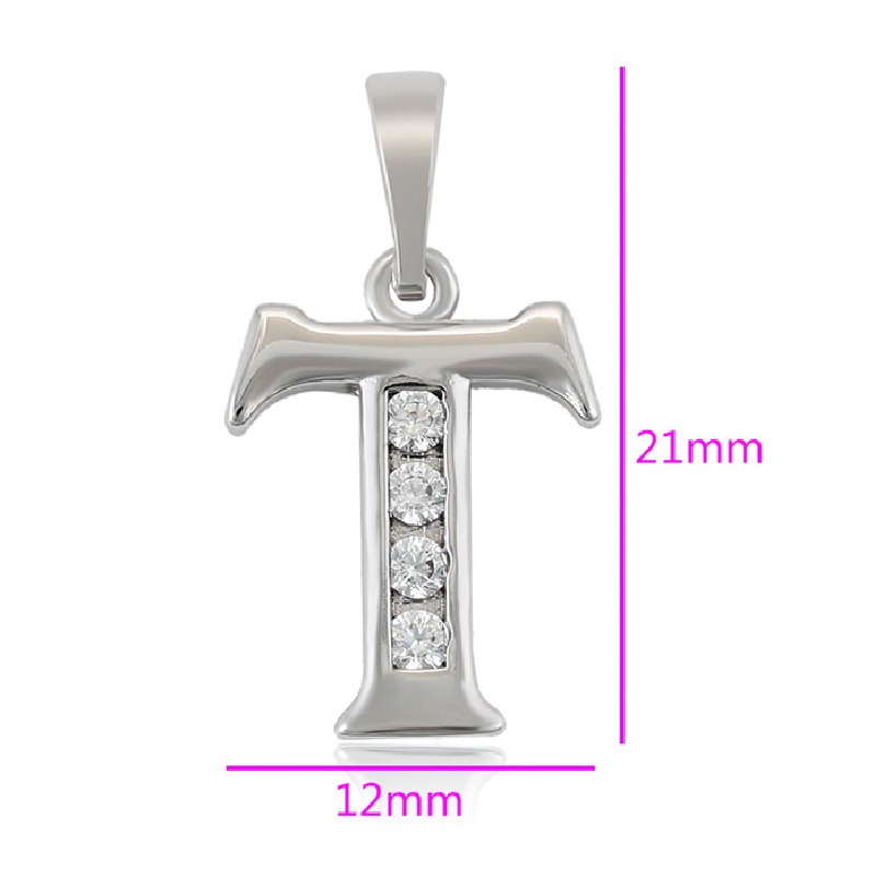 Dije Letra T Baño de Rodio INCLUYE Cadena y Caja Para Regalo Farcelli Jewelry