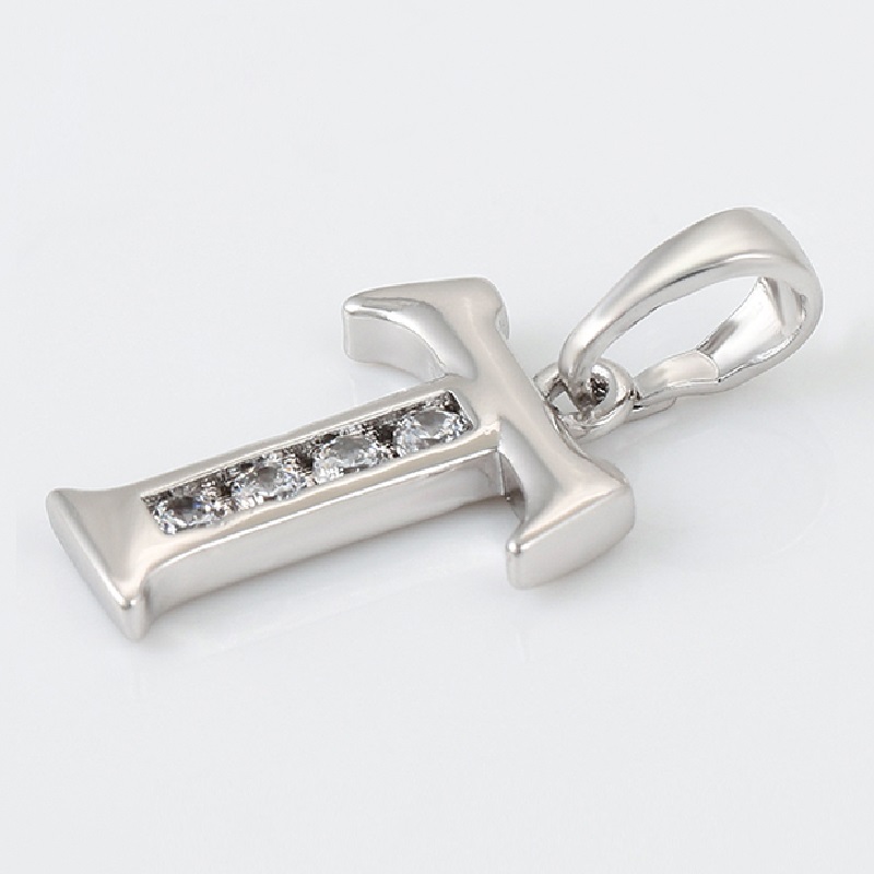 Dije Letra T Baño de Rodio INCLUYE Cadena y Caja Para Regalo Farcelli Jewelry