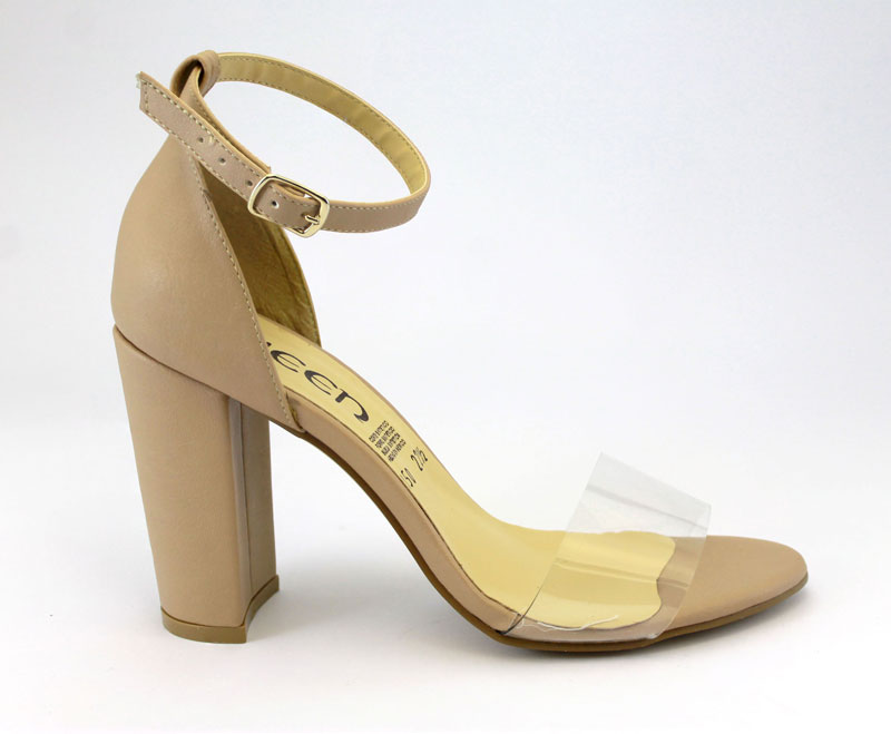 Zapatilla  Mujer chinela de Mica transparente Pulcera Tacón Cuadrado