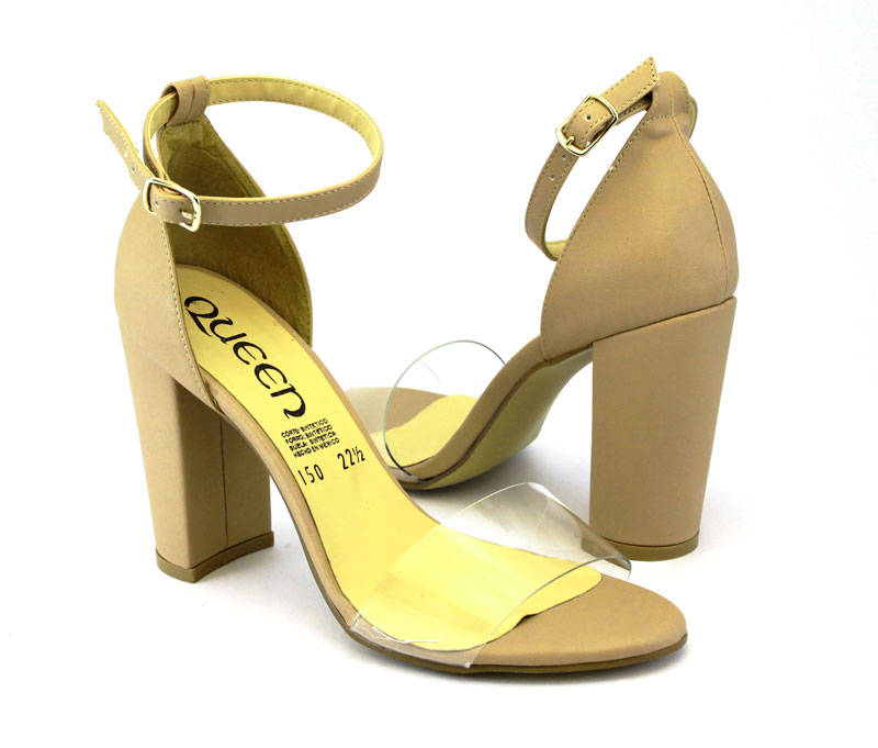 Zapatilla  Mujer chinela de Mica transparente Pulcera Tacón Cuadrado