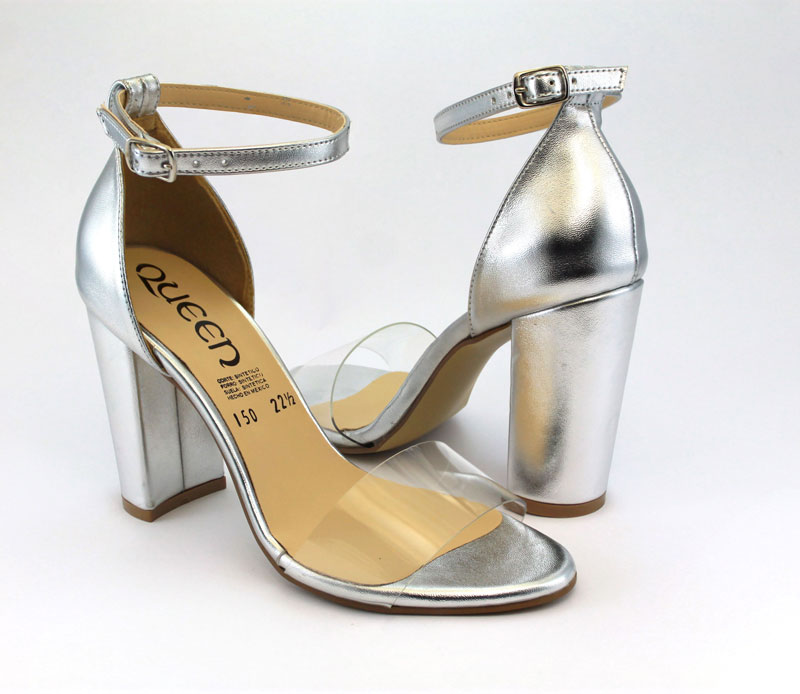 Zapatilla  Mujer chinela de Mica transparente Pulcera Tacón Cuadrado