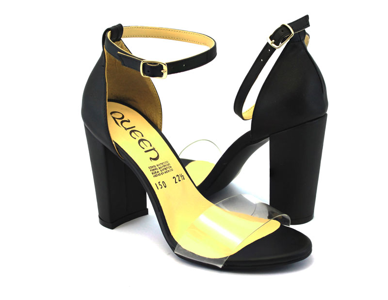 Zapatilla  Mujer chinela de Mica transparente Pulcera Tacón Cuadrado