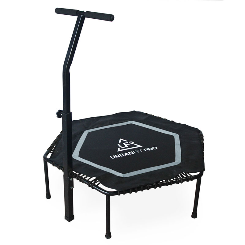 Trampolin Hexagonal Con Barra Agarradera Fitness Ejercicio Gym Workout Gris Unitalla