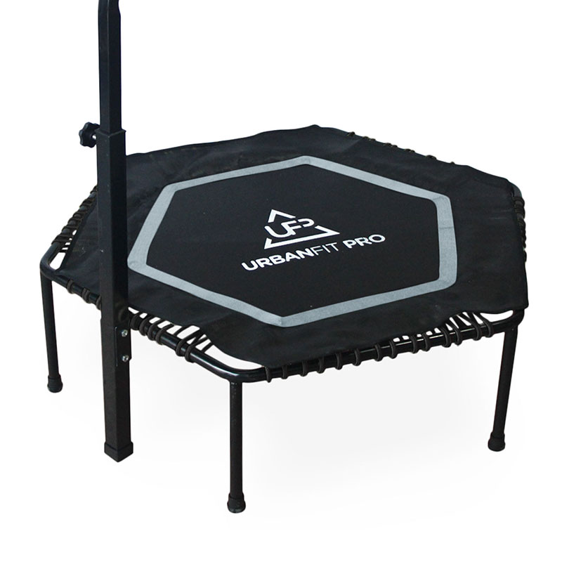 Trampolin Hexagonal Con Barra Agarradera Fitness Ejercicio Gym Workout Gris Unitalla