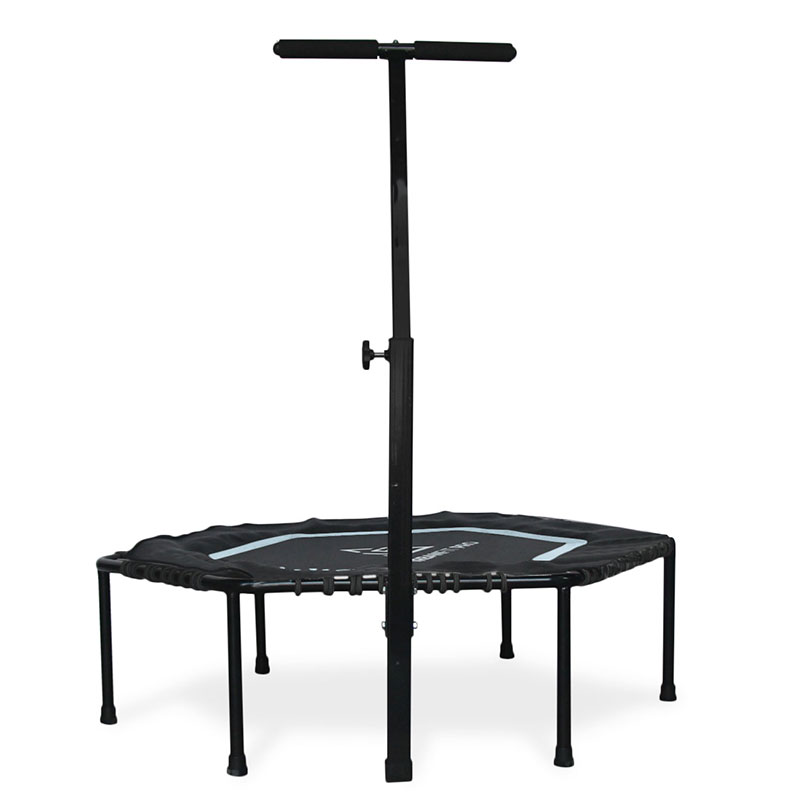 Trampolin Hexagonal Con Barra Agarradera Fitness Ejercicio Gym Workout Gris Unitalla