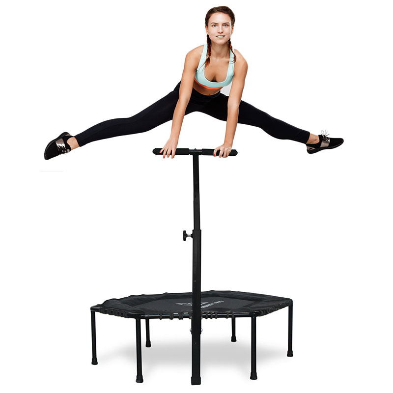 Trampolin Hexagonal Con Barra Agarradera Fitness Ejercicio Gym Workout Gris Unitalla
