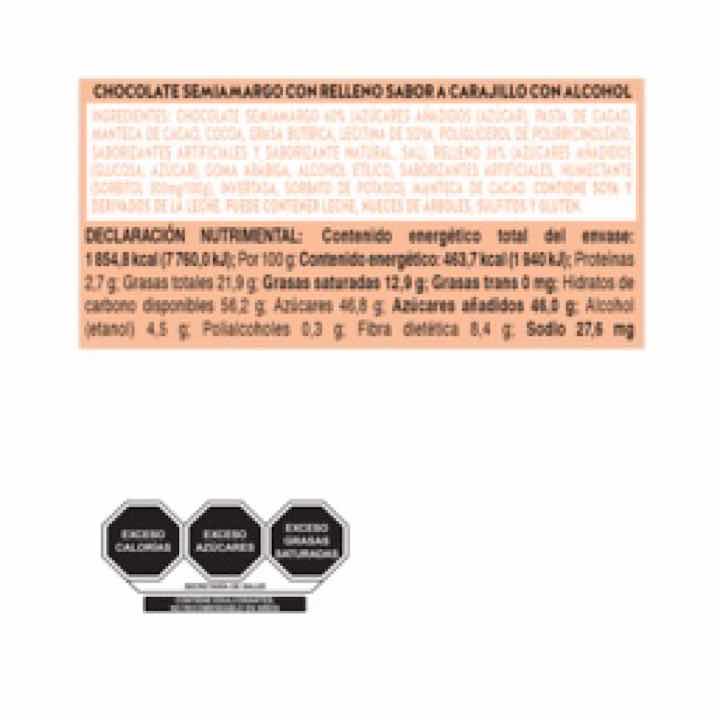 Turín Carajillo Tubo, Chocolate Relleno de Licor, 400g.