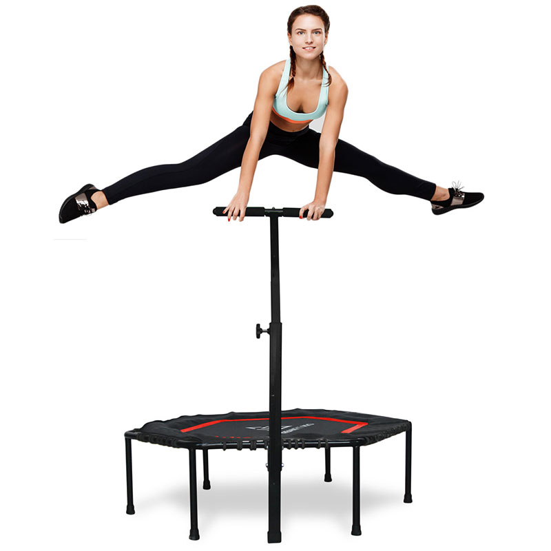 Trampolin Hexagonal Con Barra Agarradera Fitness Ejercicio Gym Workout Rojo Unitalla
