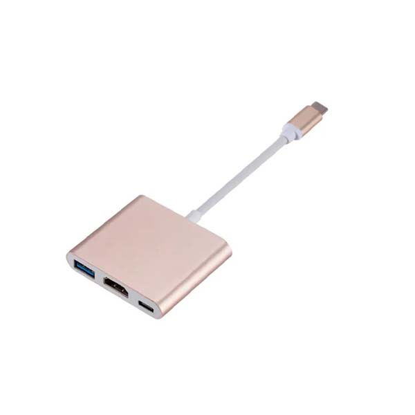 Adaptador 3 en 1 de entrada de puerto Tipo C (PD) a salida HDMI y USB 3.0
