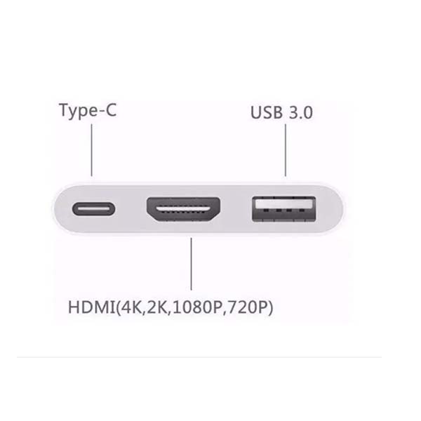 Adaptador 3 en 1 de entrada de puerto Tipo C (PD) a salida HDMI y USB 3.0