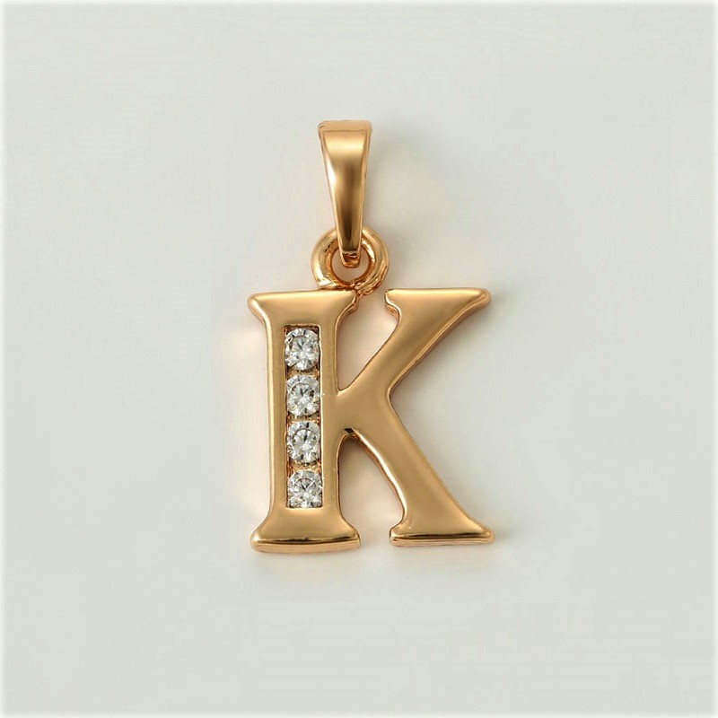 Juego Aretes, Cadena y Dije Letra K Baño de Oro Rosa INCLUYE Caja Para Regalo Farcelli Jewelry