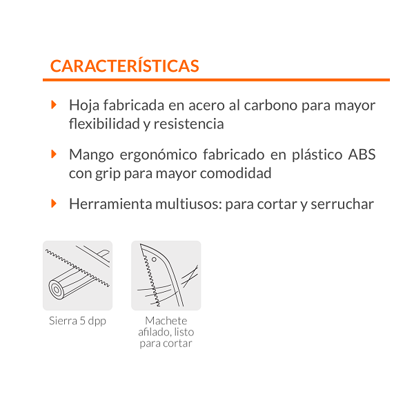 MACHETE PREMIUM CON SERRUCHO 2 EN 1 DOBLE FILO TRUPER 18 PULGADAS DE LONGITUD