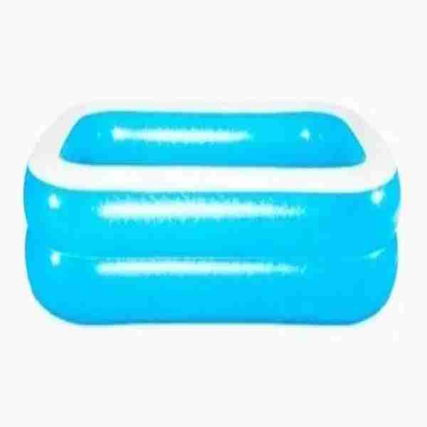 Play Day Alberca Inflable Rectangular 2 Anillos Lisa, 262x175x51cm