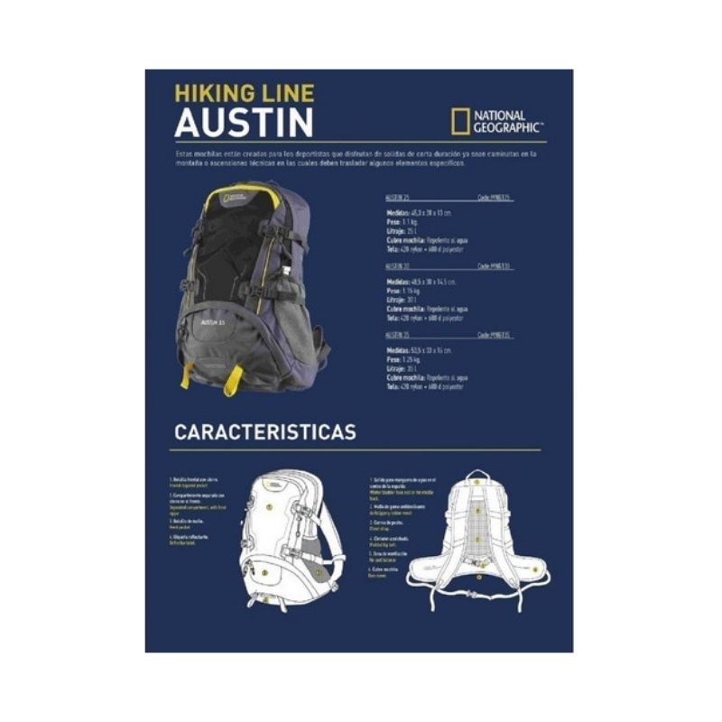 Mochila Senderismo National Geographic Austin 35 Lt Mod. MNG135