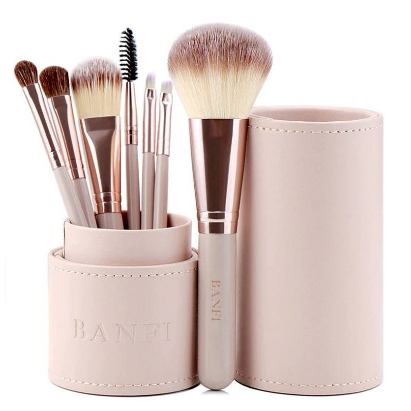 SET JUEGO PROFESIONAL DE BROCHAS PARA MAQUILLAJE TUBO 7 PZ