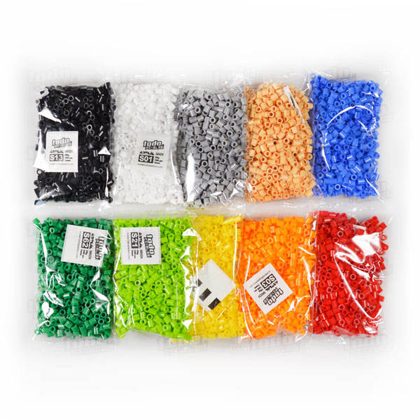 10 Bolsitas de 500 Hama Beads tamaño estándar 5mm (MIDI) - Perler Pixel Art