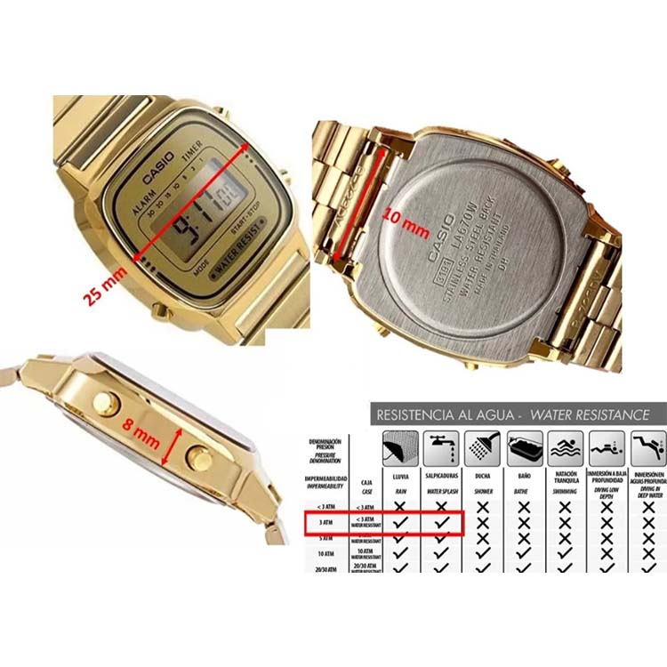 Reloj Casio Dorado La670 G9mujer Retro Mini Watchsalas Full