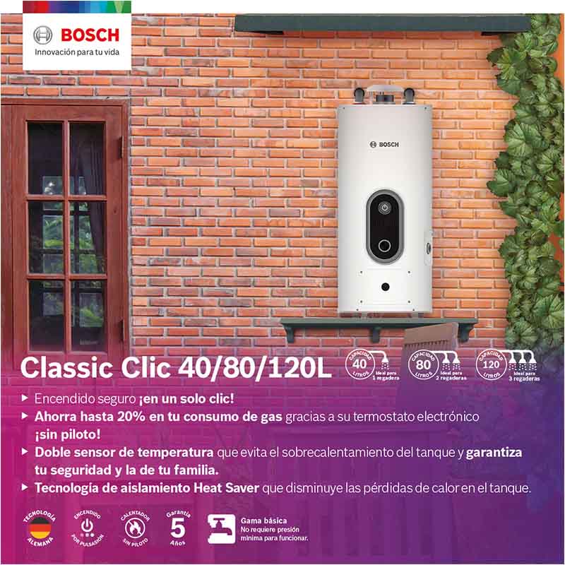 Calentador Deposito 3 Serv Classic Clic 120 Natural Bosch