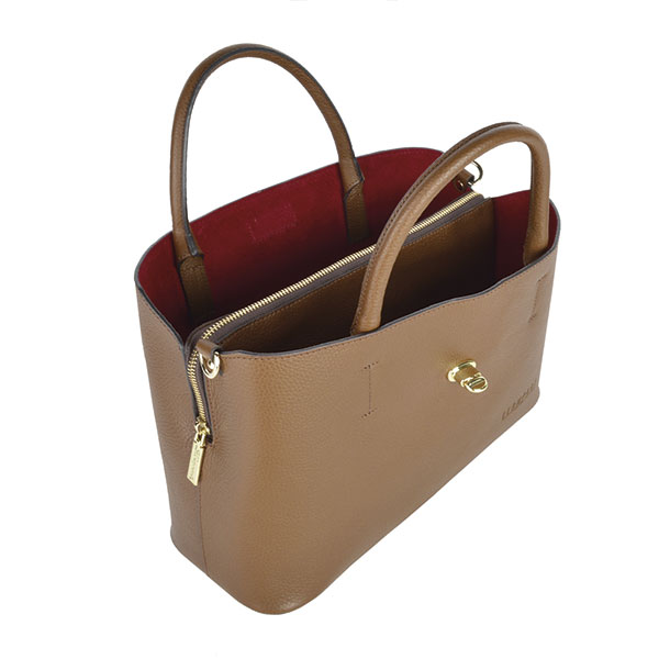 Bolsa de piel Tote Café Rojo 