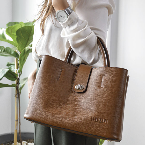 Bolsa de piel Tote Café Rojo 