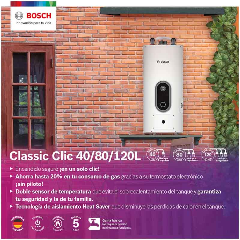 Calentador De Depósito 1 Servicio True 38 Gas Natural Bosch