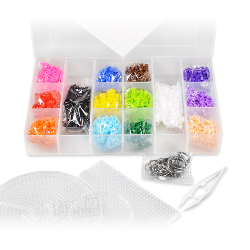 Kit Supremo 4000 Hama Beads MIDI 5mm, 2 Tableros, Pinza, Papel y Llaveros - Perler Pixel Art