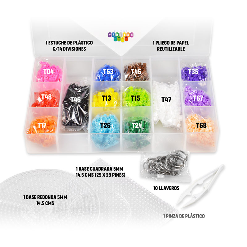 Kit Supremo 4000 Hama Beads MIDI 5mm, 2 Tableros, Pinza, Papel y Llaveros - Perler Pixel Art