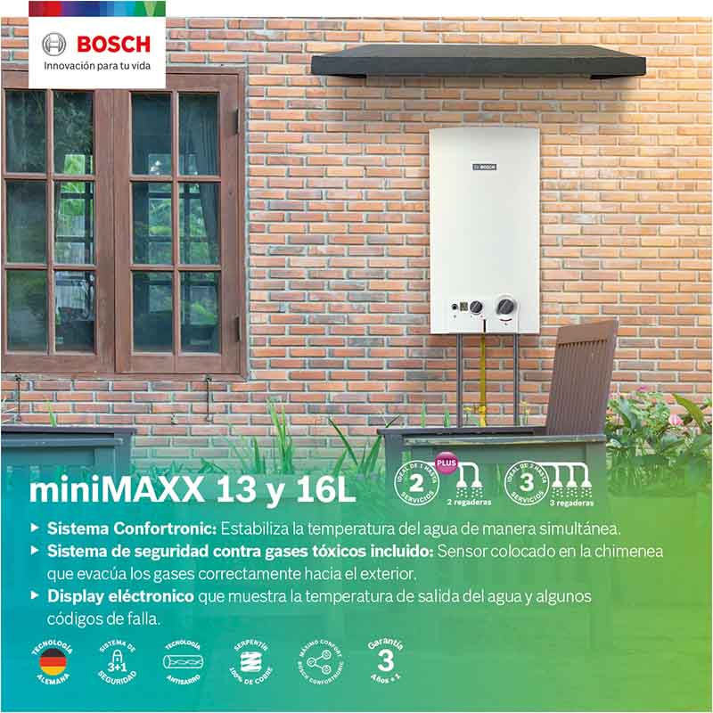 Calentador Instantaneo 3 Servicios Minimaxx 16 Gas Lp Bosch