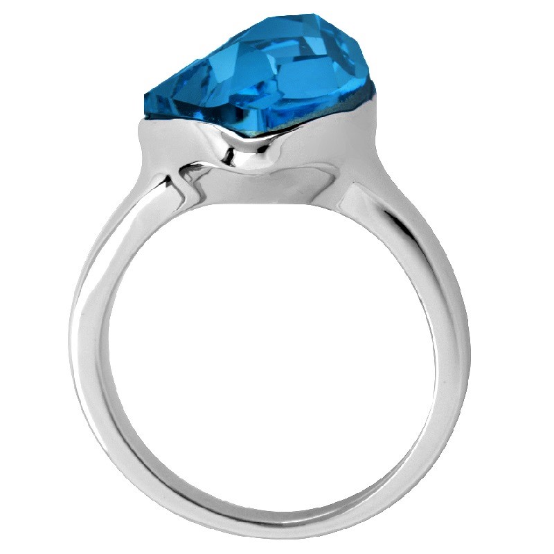 Anillo Cristal Swarovski Azul Celeste Baño Rodio Farcelli Jewelry INCLUYE CAJA PARA REGALO