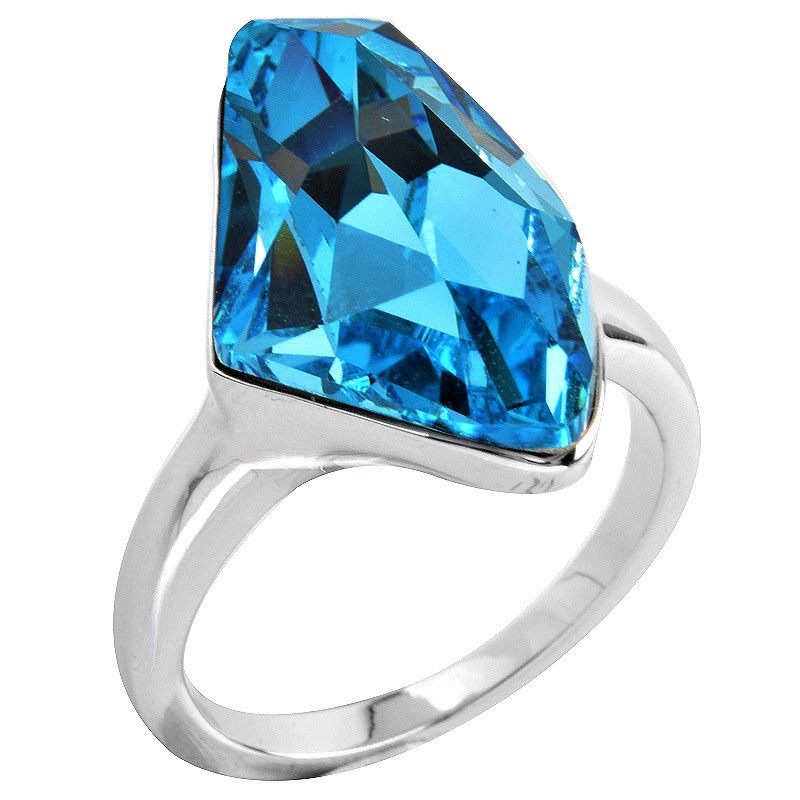 Anillo Cristal Swarovski Azul Celeste Baño Rodio Farcelli Jewelry INCLUYE CAJA PARA REGALO